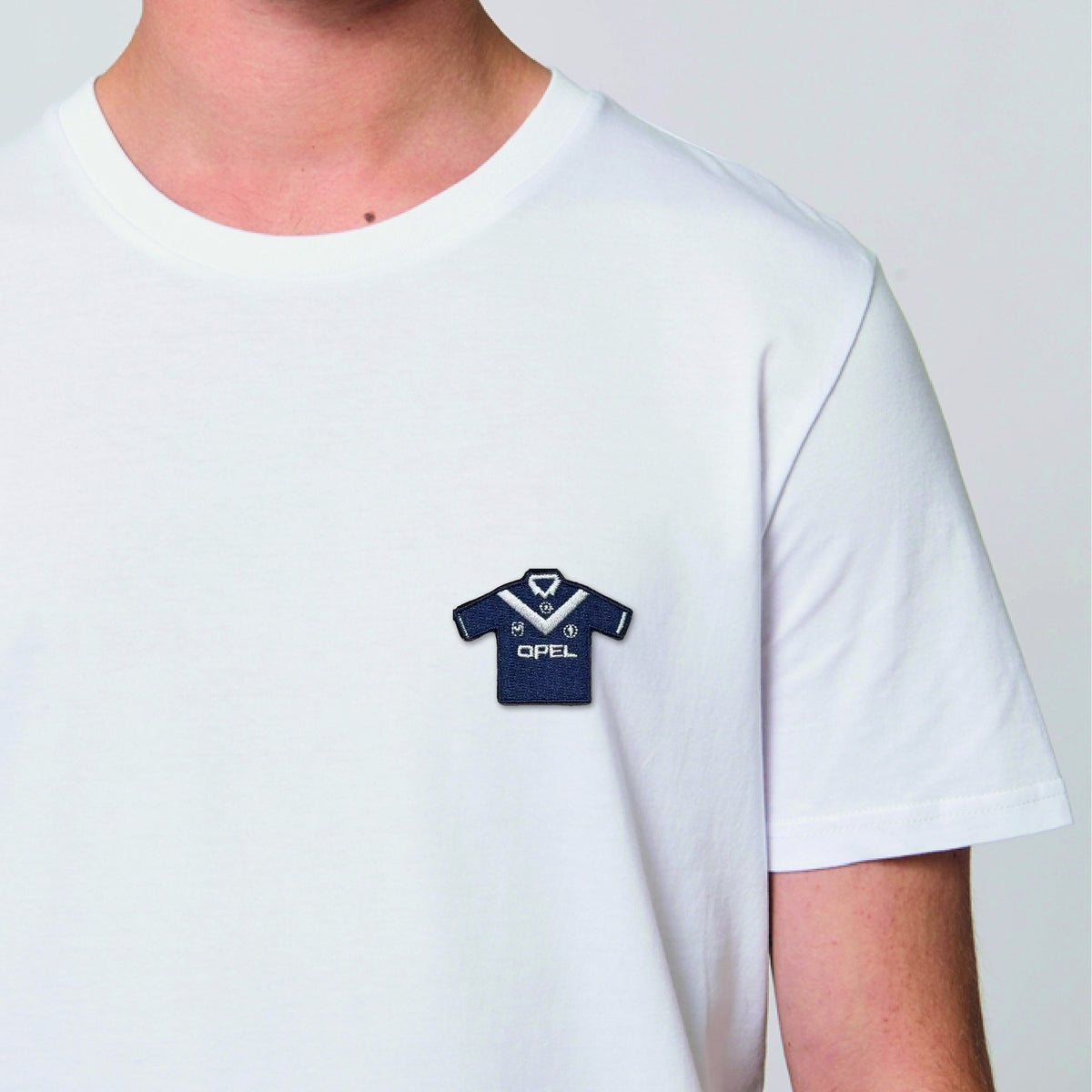 T-shirt brodé Bordeaux maillot marine et blanc 1990-1991, coloris blanc - Maison Ferveur