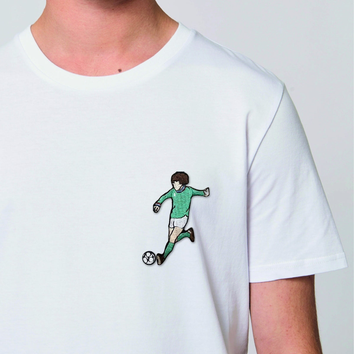 T-shirt brodé l'Ange vert Saint-Étienne, coloris blanc - Maison Ferveur